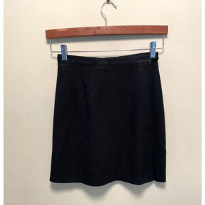 Vintage Womens Pencil Wrap Skirt Small Black Acetate Stretch Grunge Goth 90s Y2K